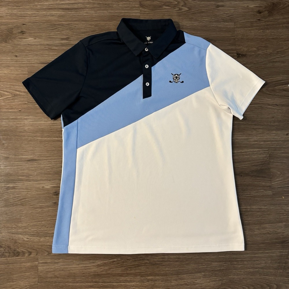 Chuco Golf Polo Shirt Skull Crossed Clubs Logo Mens Size XL Med Color Block
